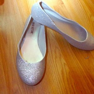 Silver sparkly flats