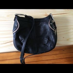 Black leather cross body bag