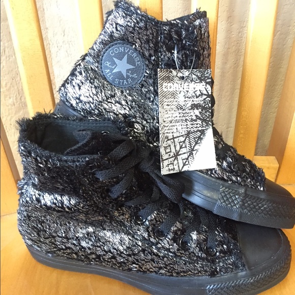 RARE silver textured converse All Star - size 5