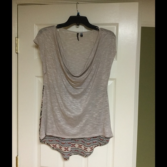 Short sleeve cowl neck blouse