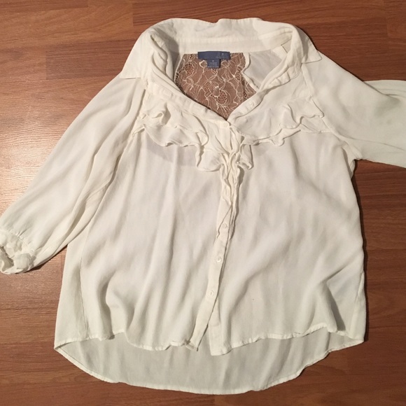 Anthro off white peasant top