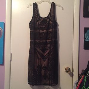 Nude and Black Lace Dress