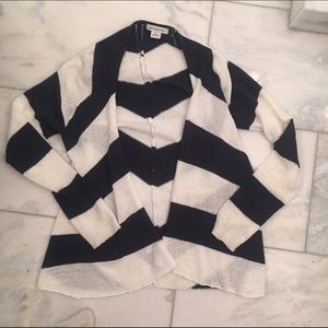 Liz Claiborne navy and white knit cardigan