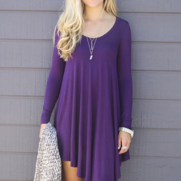 Purple Long Sleeve Dress