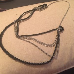 Black and chain long necklace