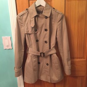 Zara Short Belted Trench Coat Sz XS
