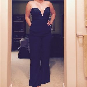 Black Jumpsuit with sweetheart plunge neckline