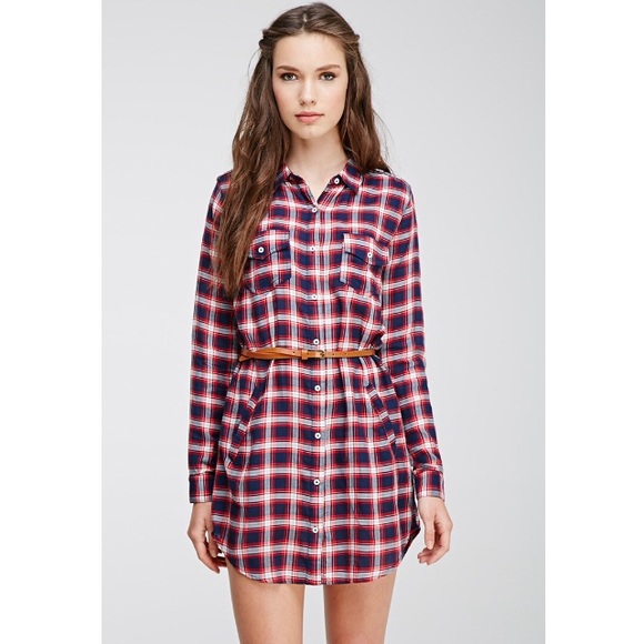 LAST DAY: F21 Multicolor Plaid Shirt Dress - Picture 2 of 4