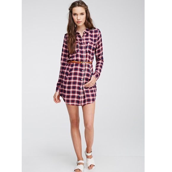 LAST DAY: F21 Multicolor Plaid Shirt Dress - Picture 3 of 4