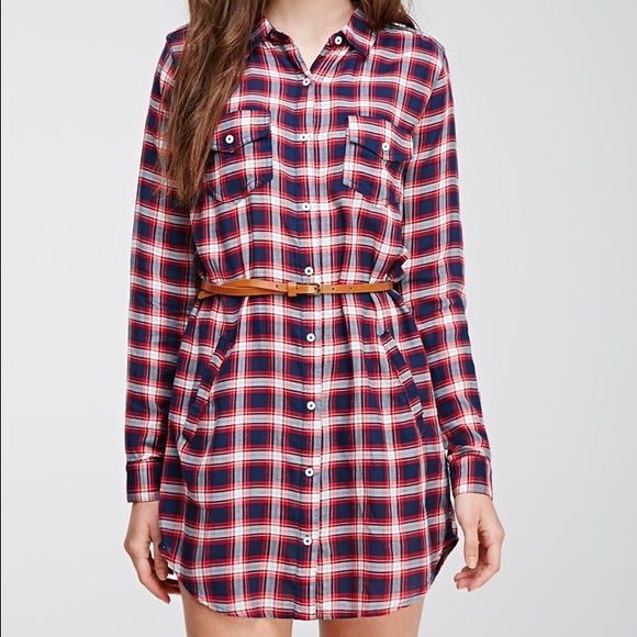 LAST DAY: F21 Multicolor Plaid Shirt Dress - Picture 4 of 4