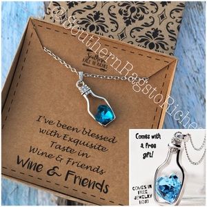 Love Drifts In a Wine Bottle Heart Stone Necklace