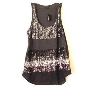 Express Sequin Black Tank NWT