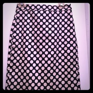 J. Crew pencil skirt- polka dot/ navy