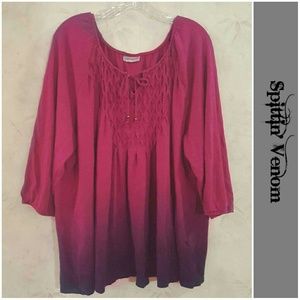 Ombre Plus Size Peasant Top