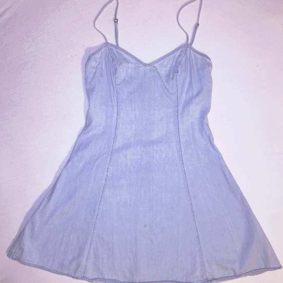 UO BDG Blue Chambray Fit Flare Slip Dress