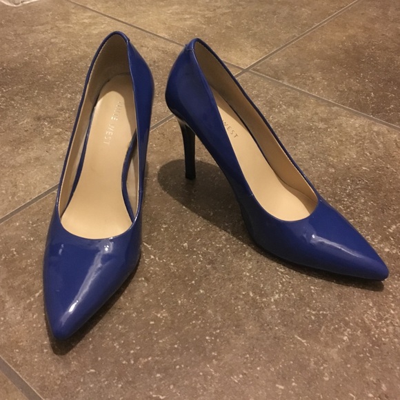 Nine West blue patent heels