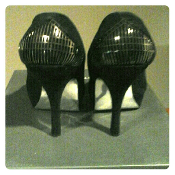 H by Halston black suede  heels