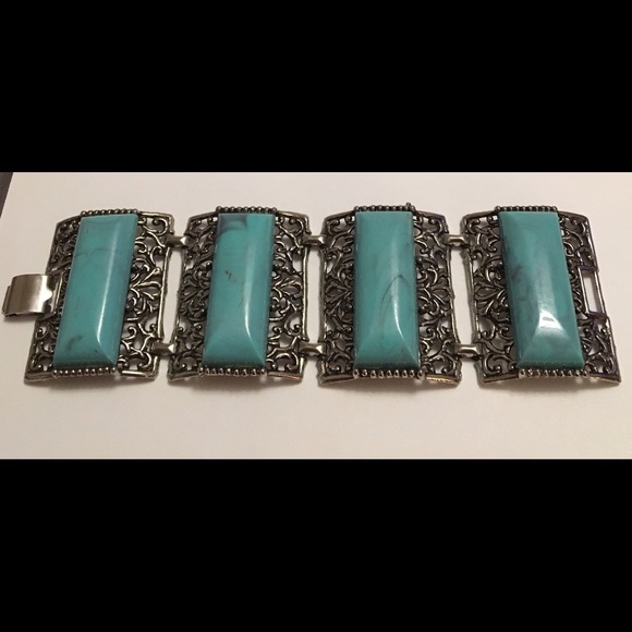 Chunky Silver and Turquoise Bracelet