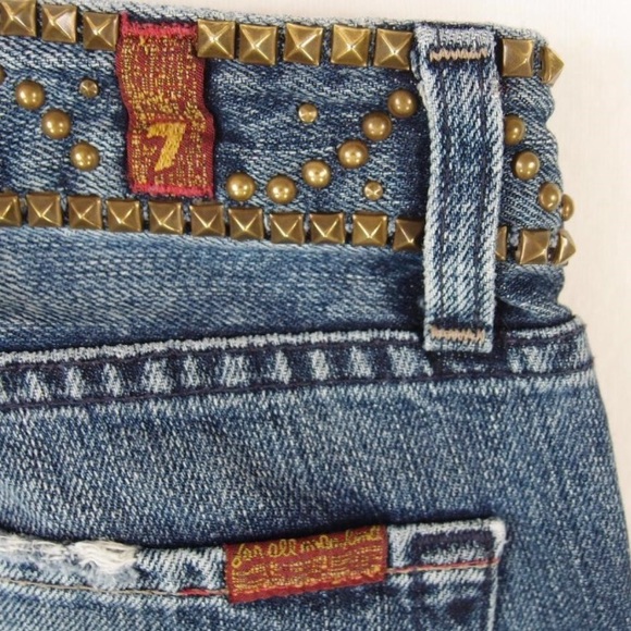 Rare 7 For All Mankind Dark Havana Studded Jeans