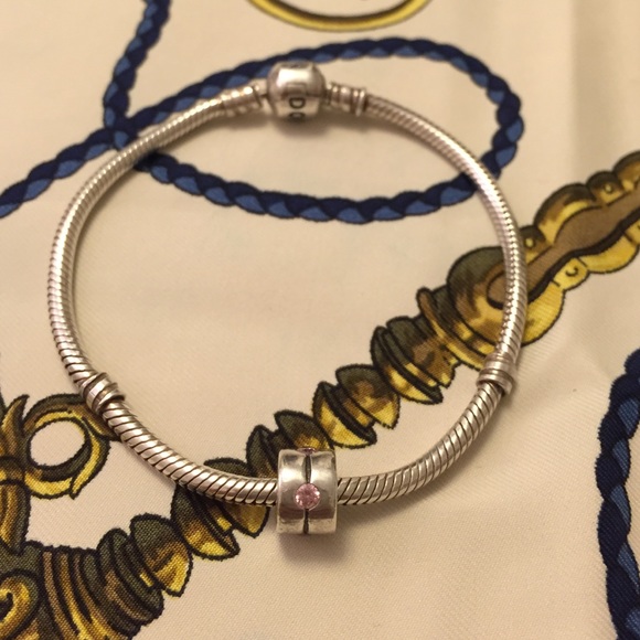 Pandora Pink CZ Charm & Sterling Silver Bracelet
