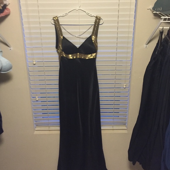 Black and gold hand beaded gown