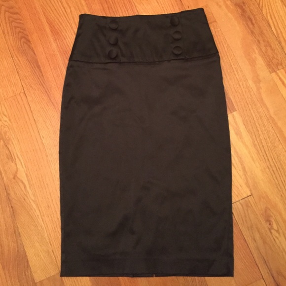 Black Satin-like High-Waisted Pencil Skirt Sz S