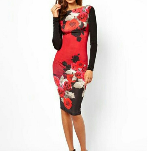 Asos Red Roses bodycon dress