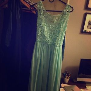 Long chiffon mint gown