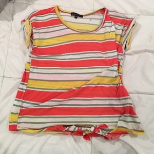 Colorful top with knot on bottom