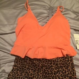 Kortni Jeane Coral Scoop Back Swim Top