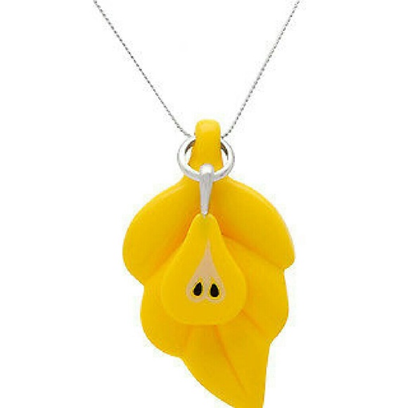 💛 PILGRIM SKANDERBORG Yellow Pear Leaf Necklace
