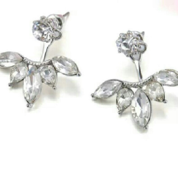 New Silver Crystal Jacket Earrings - Picture 2 of 2