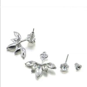 New Silver Crystal Jacket Earrings