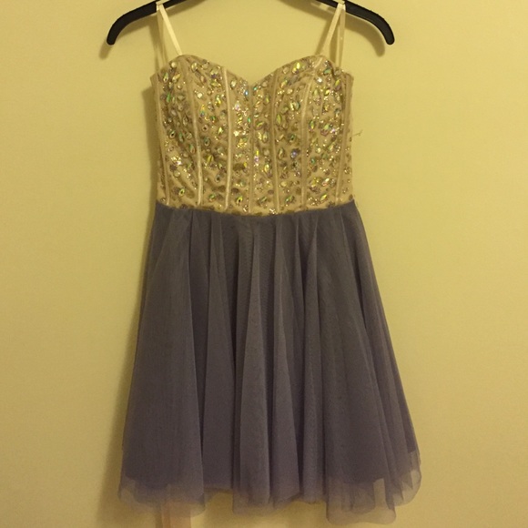 Purple Short Bedazzled Prom Dress