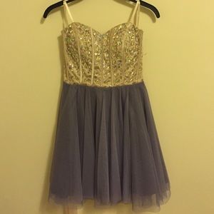 Purple Short Bedazzled Prom Dress