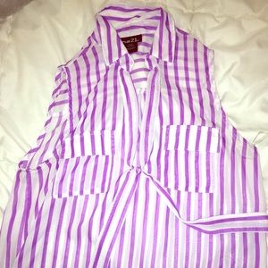 Purple striped blouse