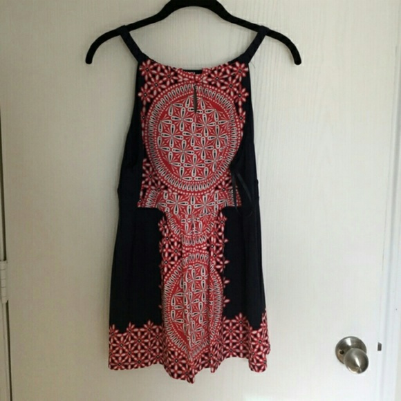 Navy and Red Halter Top