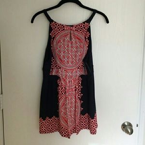 Navy and Red Halter Top