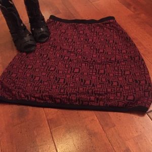 Burgundy and Black A-Line skirt.