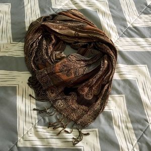 Brown paisley pashmina scarf