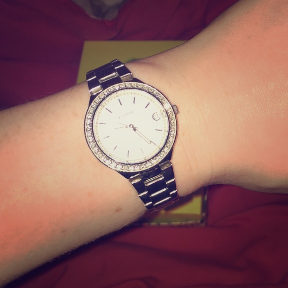 Silver Fossil Watch