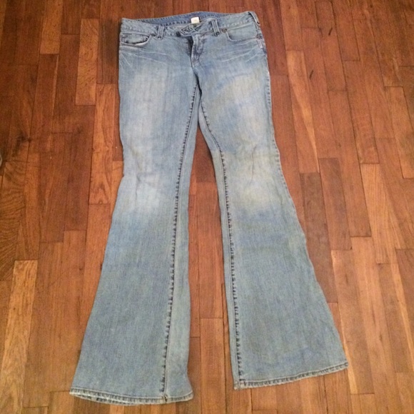 Silver jeans. Flare. Long.