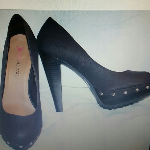 Just Fab Nail Studded Brown Pumps Faux Leather 8