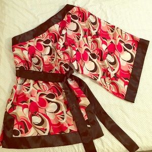 Pink One Shoulder Kimono Blouse from Bebe