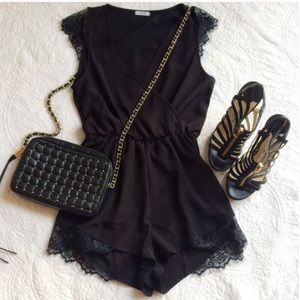 Urban outfitters Black lace detailed romper