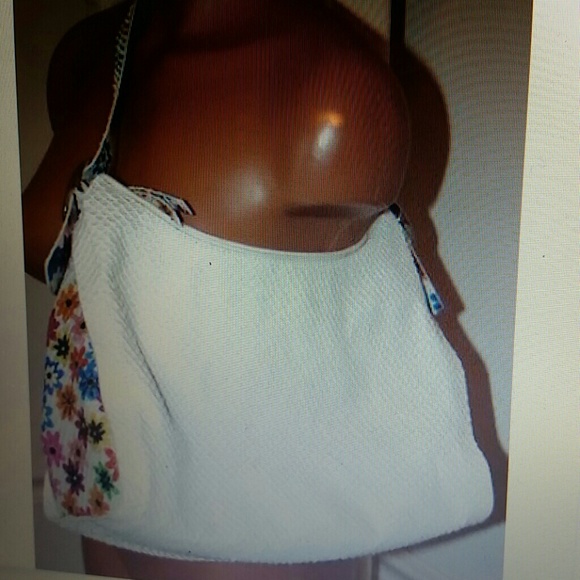 Sondra Roberts Snake Embossed White Bag Purse