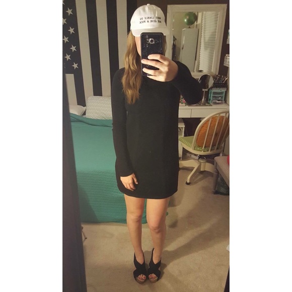 BCBGMaxAzria Black Long Sleeve Wool Dress - Picture 2 of 3