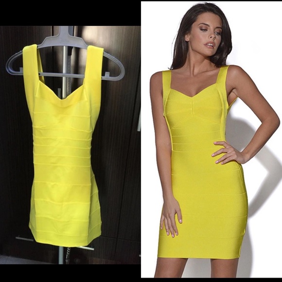 Yellow backless pencil body con dress sz SM - Picture 1 of 4