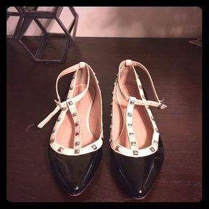 BCBG studded patent leather flats 6 1/2.