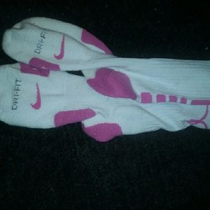 White and Pink Nike Socks